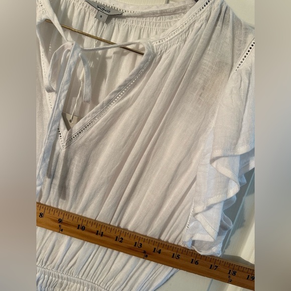 NWT RAILS S Iona White Lace Detail Linen Blend Romantic Dress Bridal Cottagecore - Picture 11 of 15